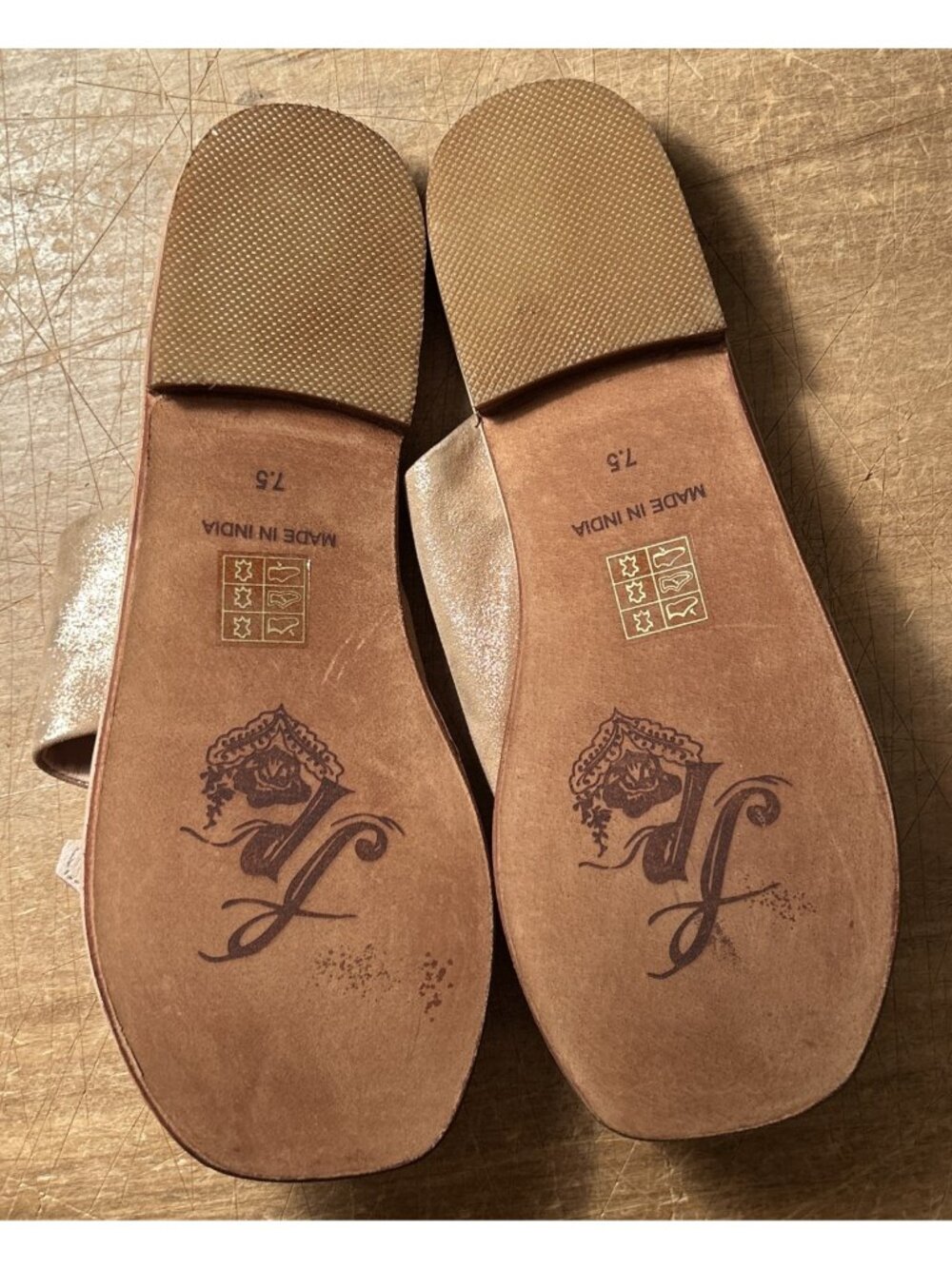 Free People Mila Minimal Sandals Womens Size 7.5 Rose Gold Leather Slip On - Picture 6 of 8
